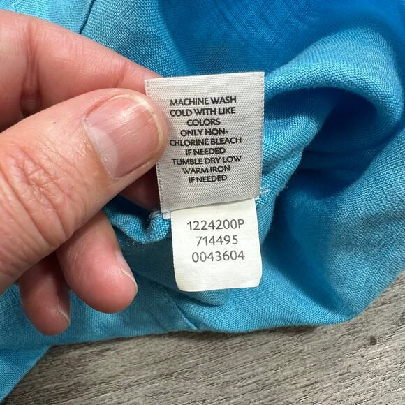 J. Jill Linen Hooded Layering Shirt Jacket Blue Womens Size Med - Picture 6 of 9